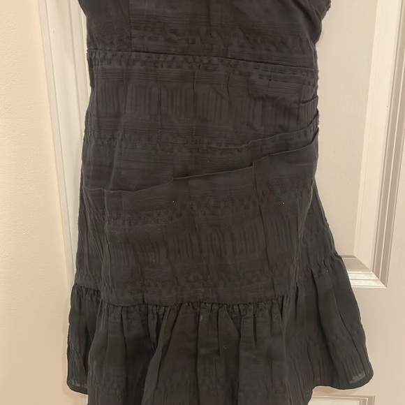 Veronica Beard Shadow Shirred Mini Wrap Dress black stretch cotton. - Picture 4 of 9